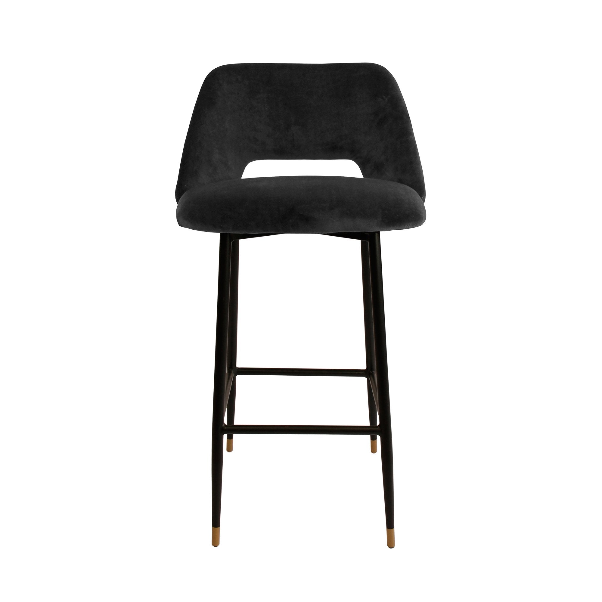 Milan Velvet Bar Stool - Black-abc