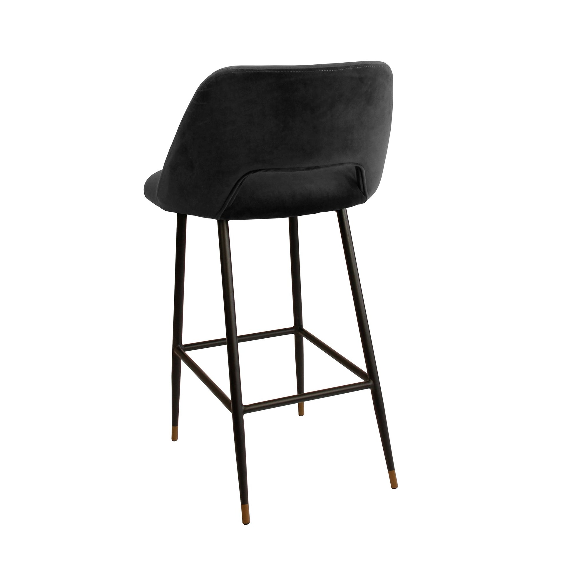 Milan Velvet Bar Stool - Black-abc