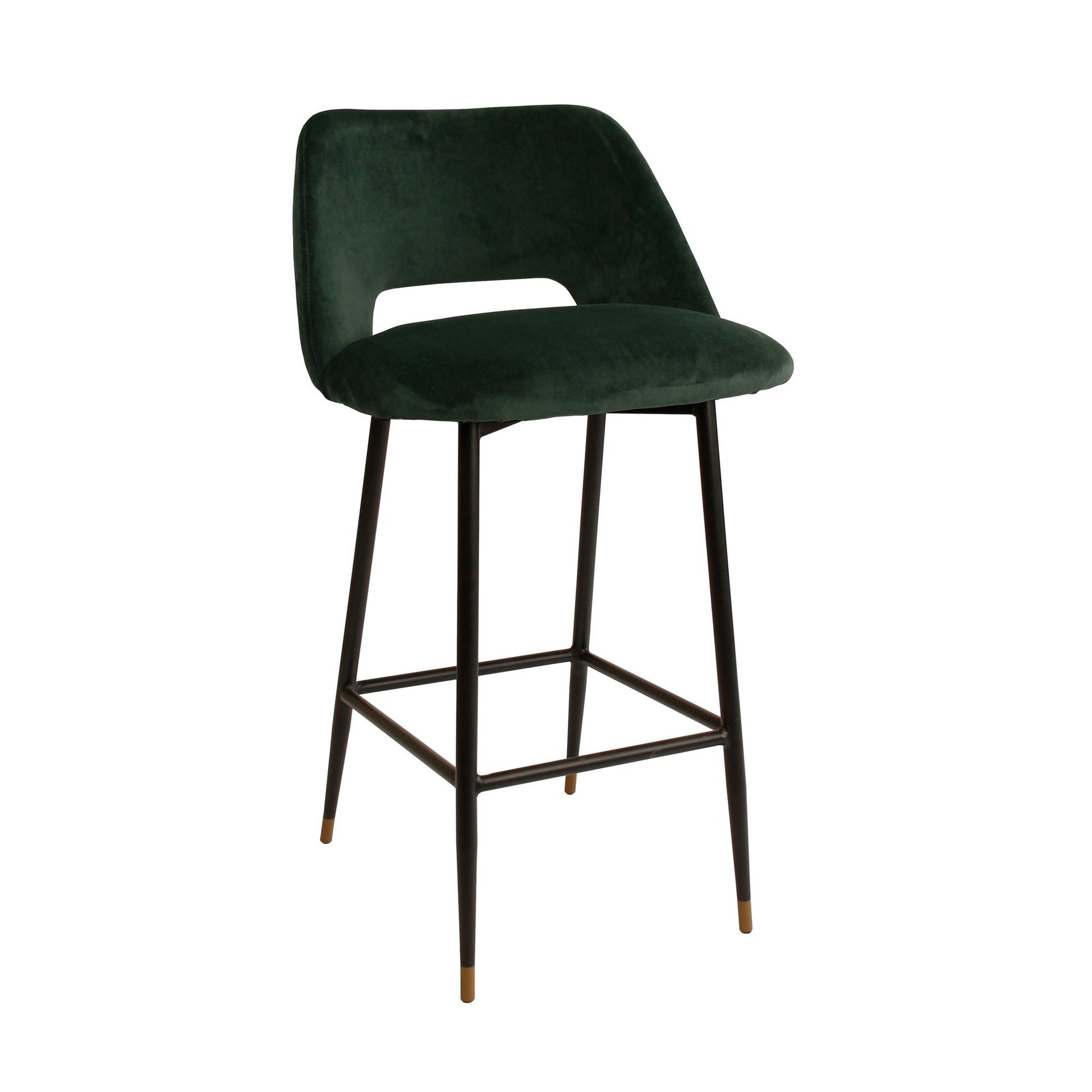 Milan Velvet Bar Stool - Dark Green-abc