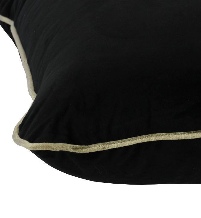 Coco Piped Velvet Cushions - Black ( Gold Trim )-abc