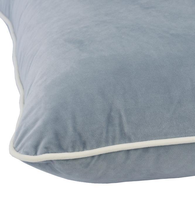 Coco Piped Velvet Cushions - Blue Grey ( White Trim )-abc