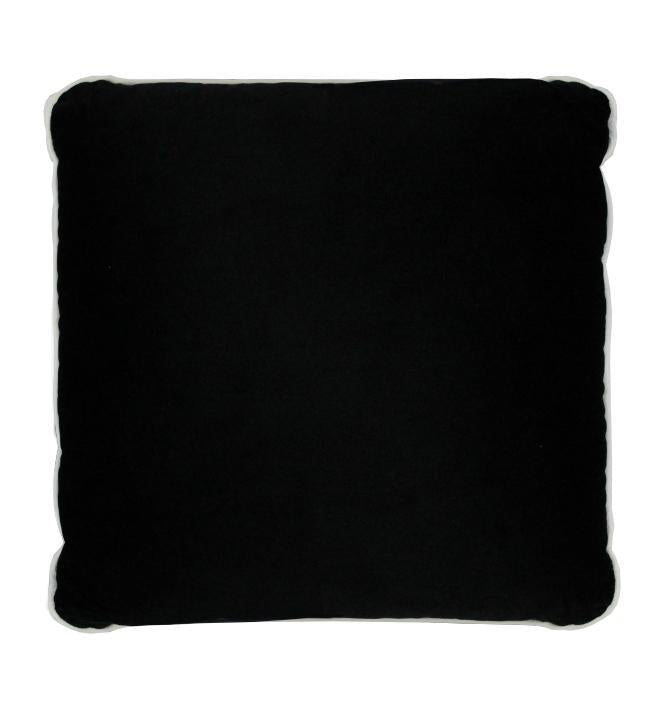 Coco Piped Velvet Cushions - Black ( White Trim )-abc