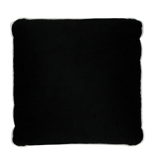 Coco Piped Velvet Cushions - Black ( White Trim )-abc