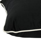 Coco Piped Velvet Cushions - Black ( White Trim )-abc