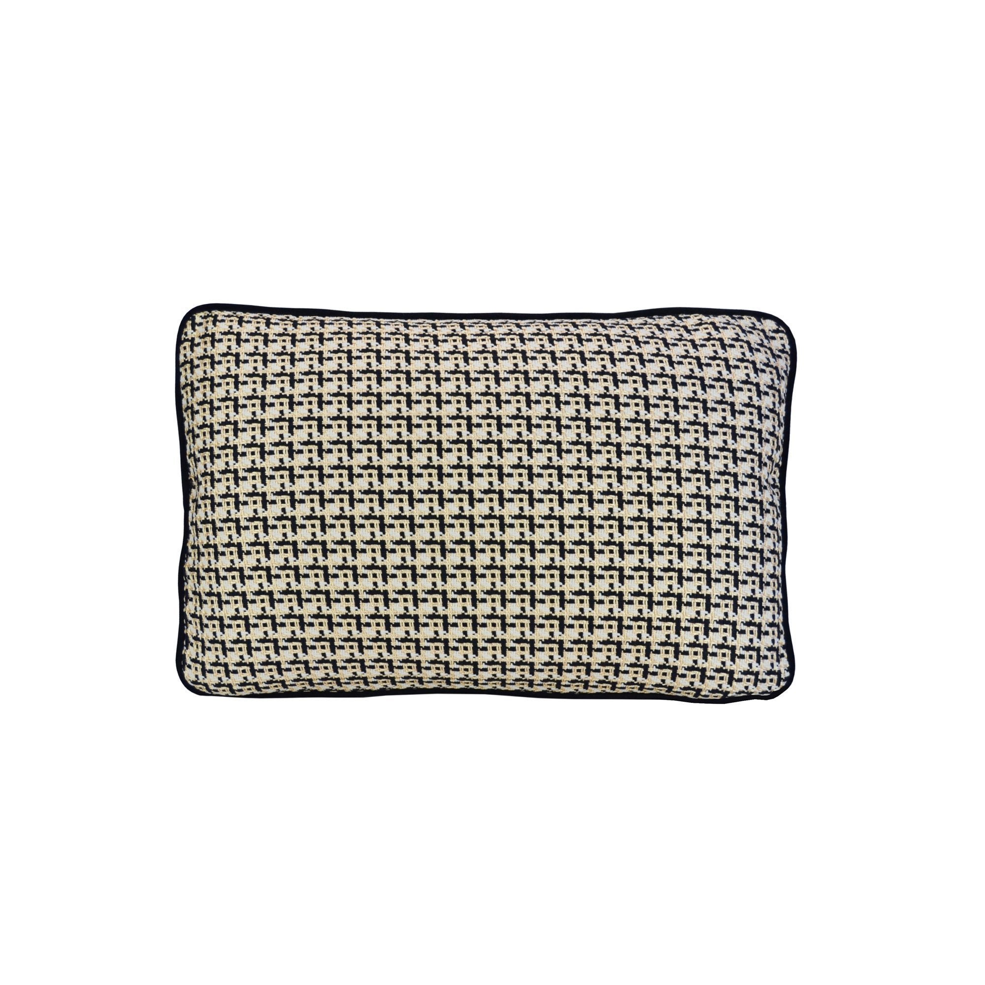 Coco Piped Lumbar Cushions - Black & Gold Tweed-abc