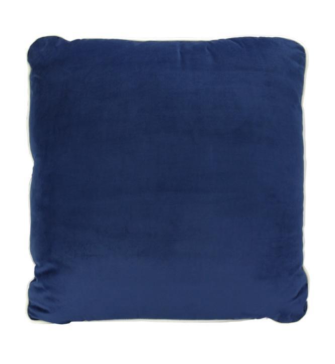 Coco Piped Velvet Cushions - French Navy ( White Trim )-abc