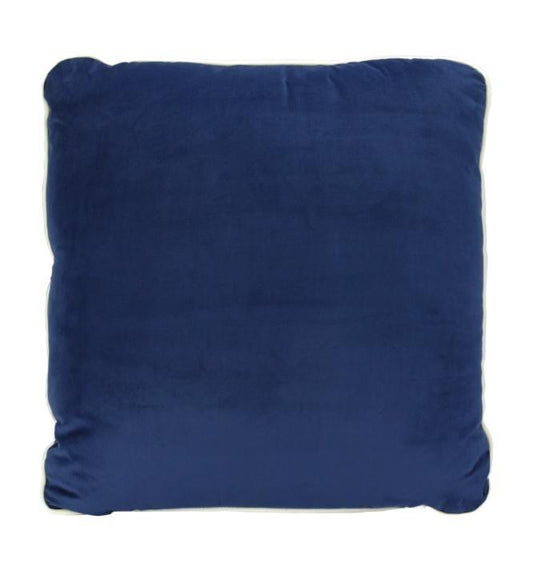 Coco Piped Velvet Cushions - French Navy ( White Trim )-abc