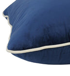 Coco Piped Velvet Cushions - French Navy ( White Trim )-abc