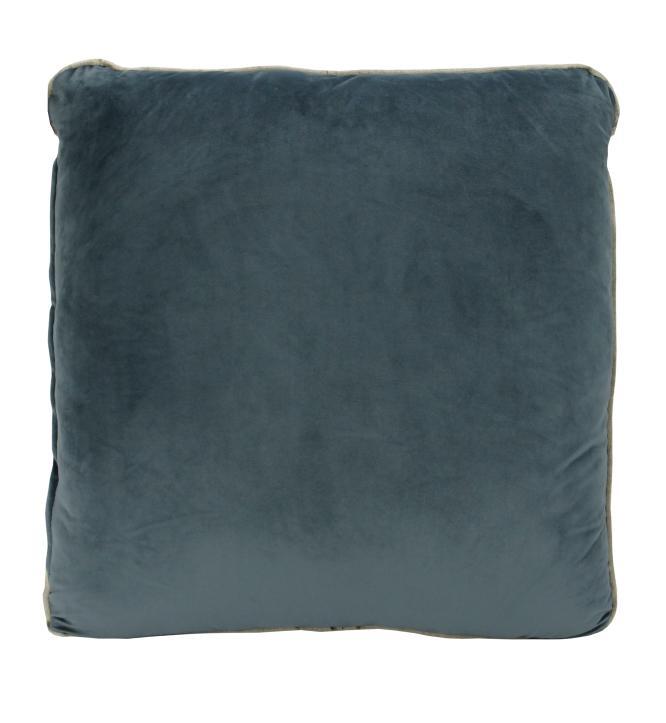 Coco Piped Velvet Cushions - Steel Blue ( Gold Trim )-abc