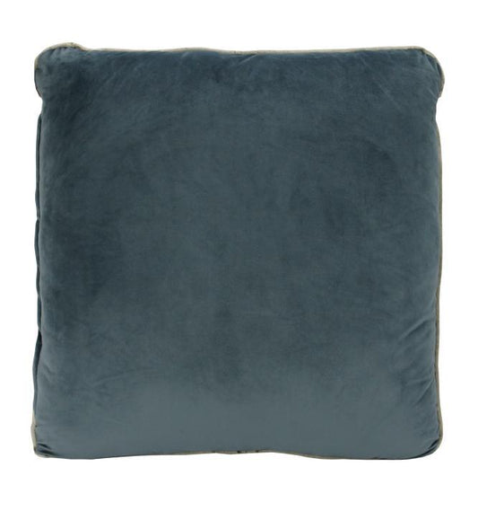 Coco Piped Velvet Cushions - Steel Blue ( Gold Trim )-abc