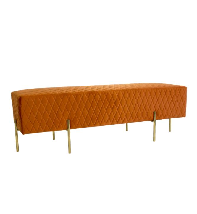 Coco Quilted Ottoman - Burnt Orange-abc