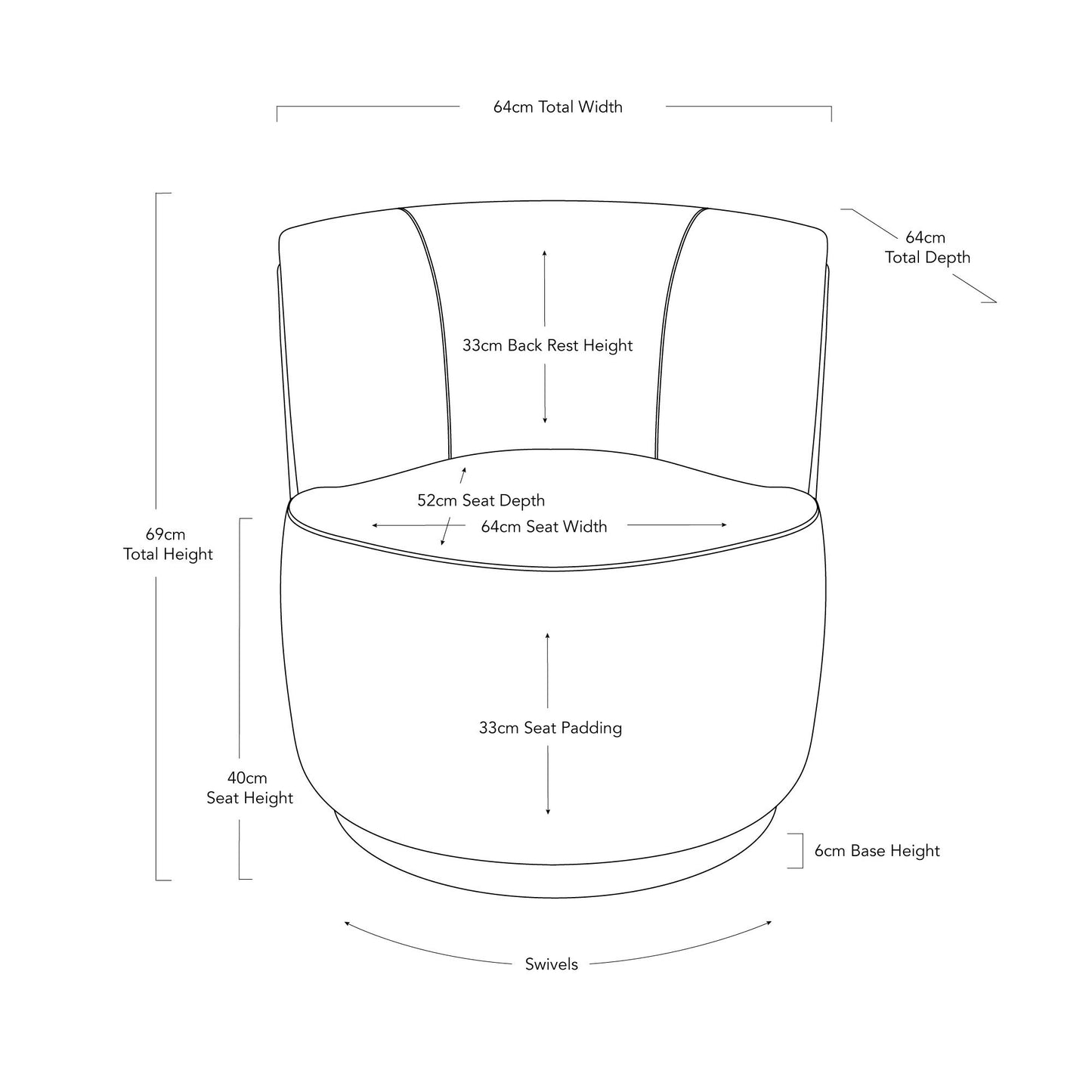 Coco Petit Swivel Chair - Baby Pink-abc