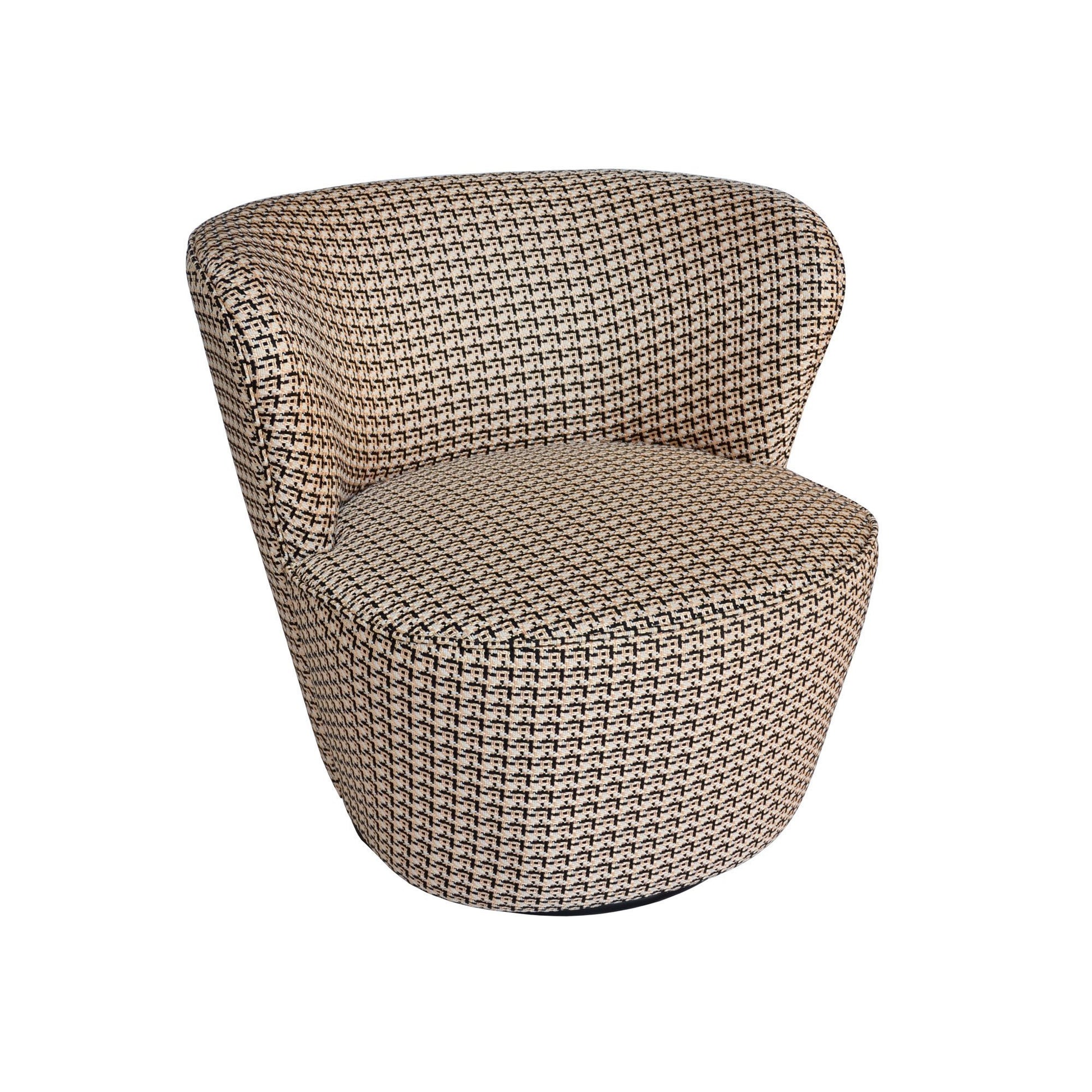 Coco Swivel Chair - Black & Gold Tweed-abc