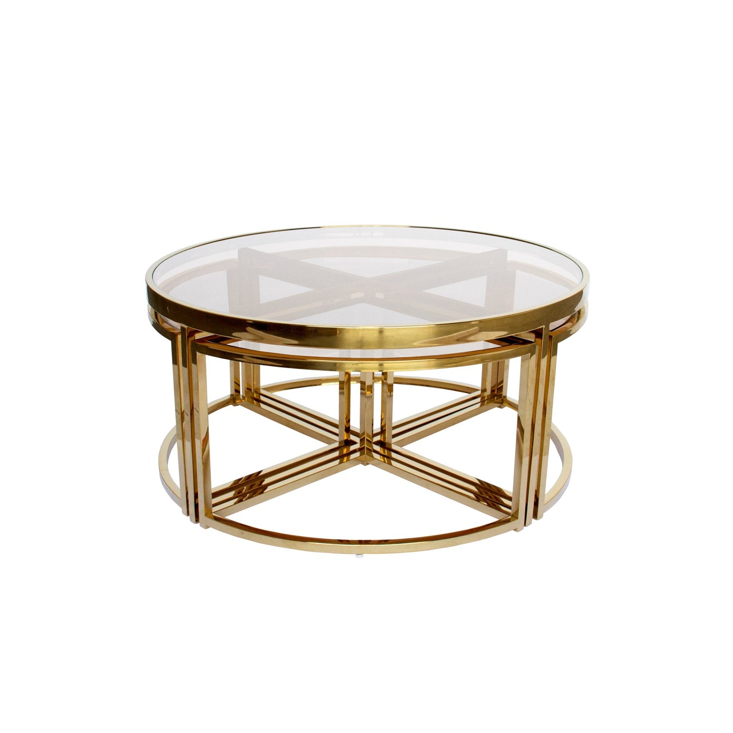 Gold Perugia Nesting Coffee Table - Clear Glass-abc