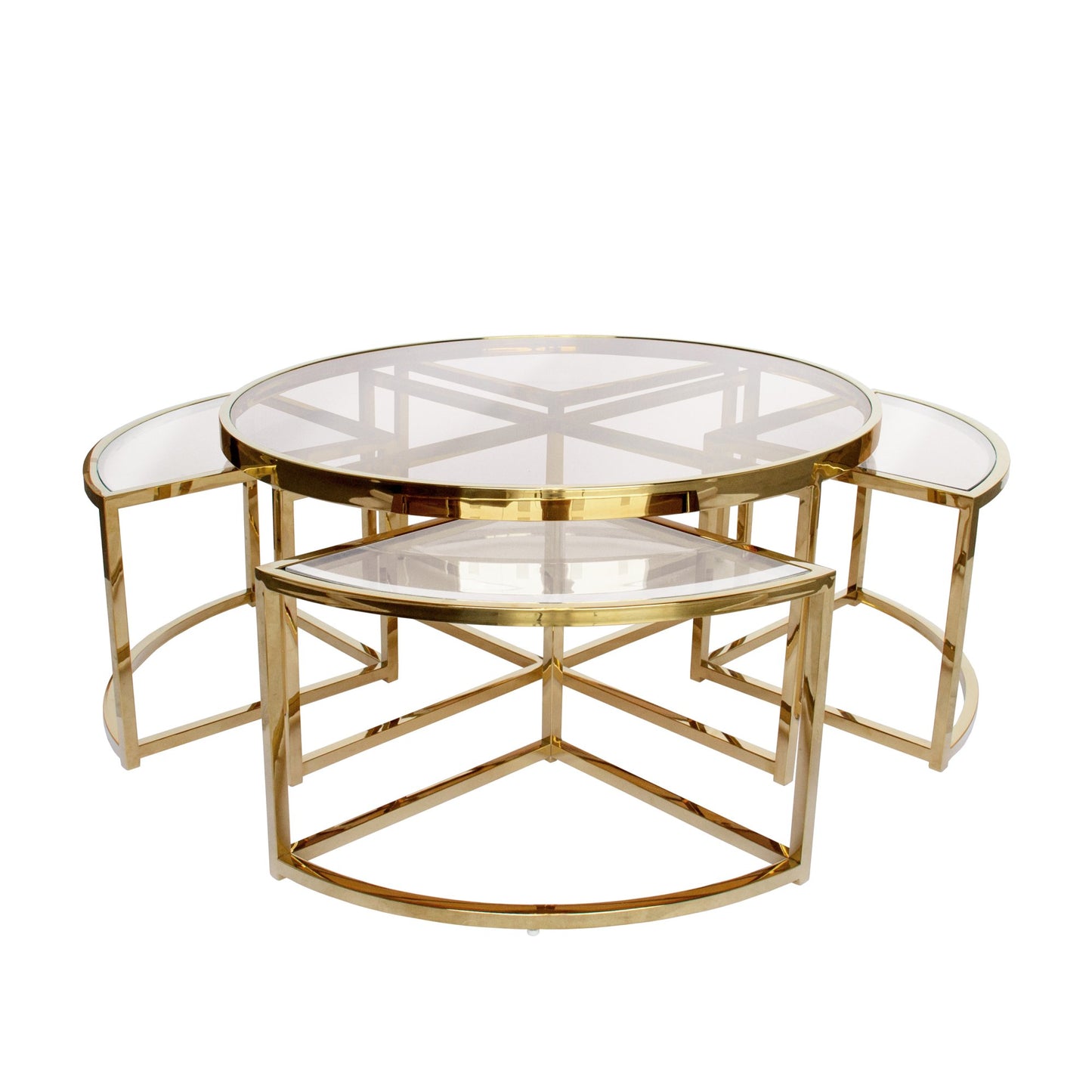 Gold Perugia Nesting Coffee Table - Clear Glass-abc
