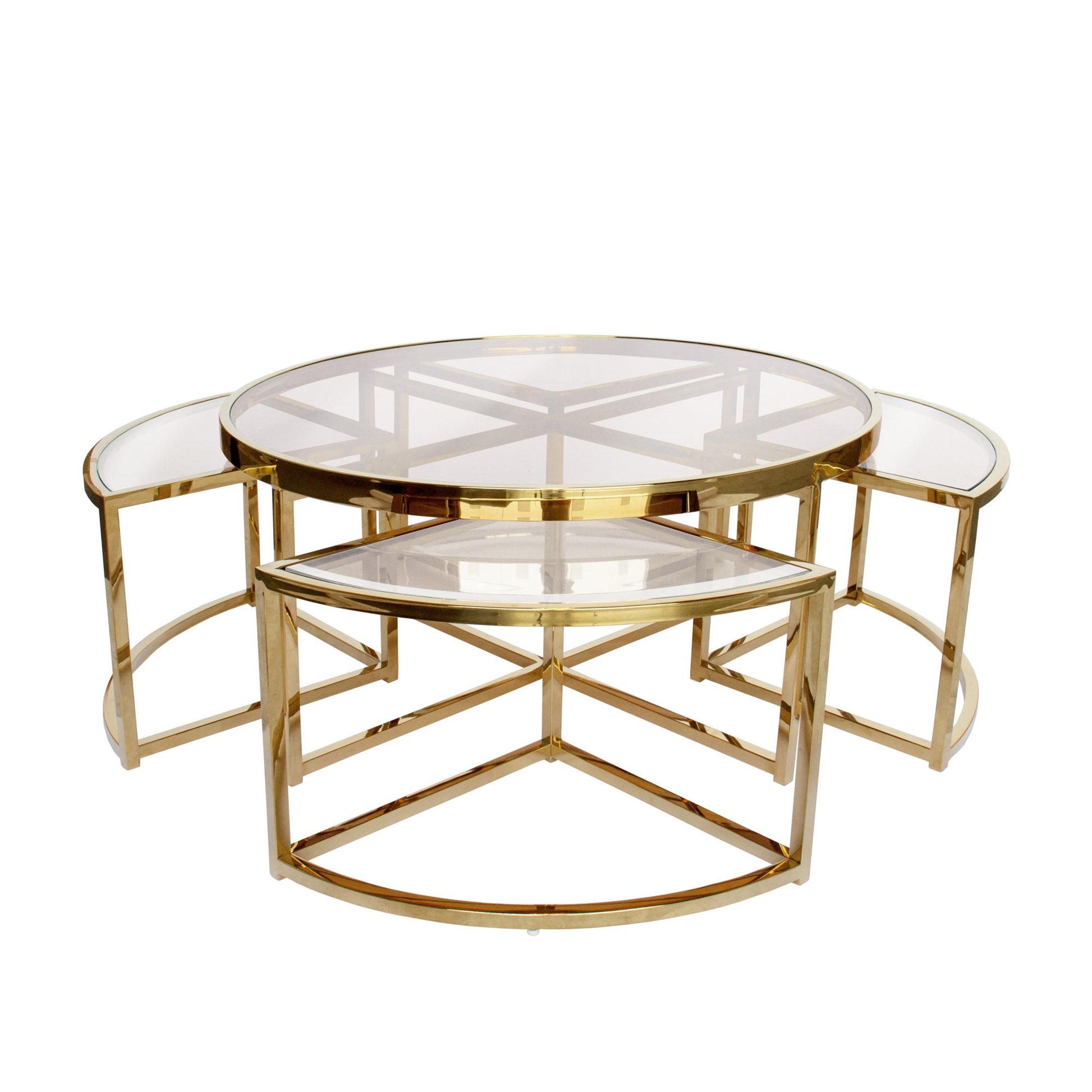 Gold Perugia Nesting Coffee Table - Clear Glass-abc