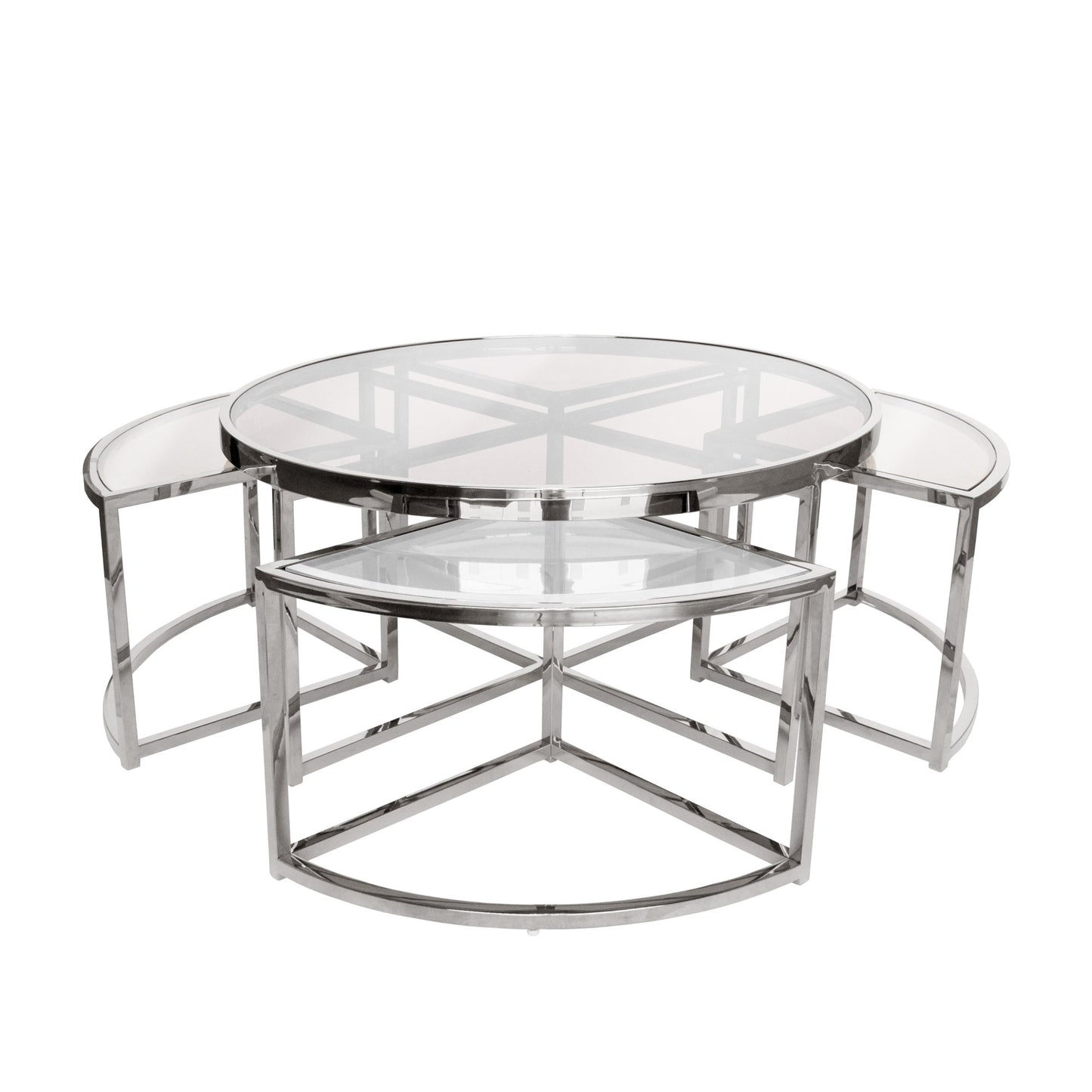 Silver Perugia Nesting Coffee Table - Clear Glass-abc