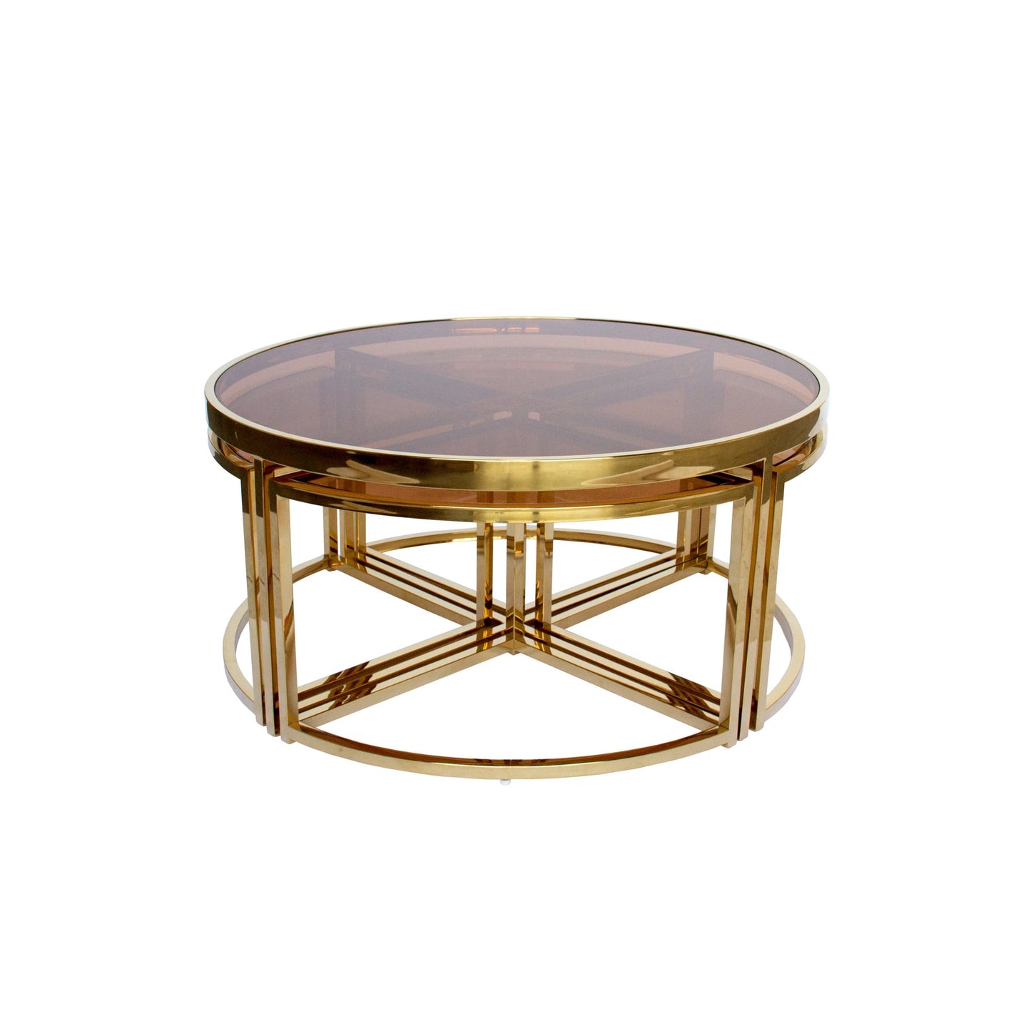 Gold Perugia Nesting Coffee Table - Tinted Glass-abc