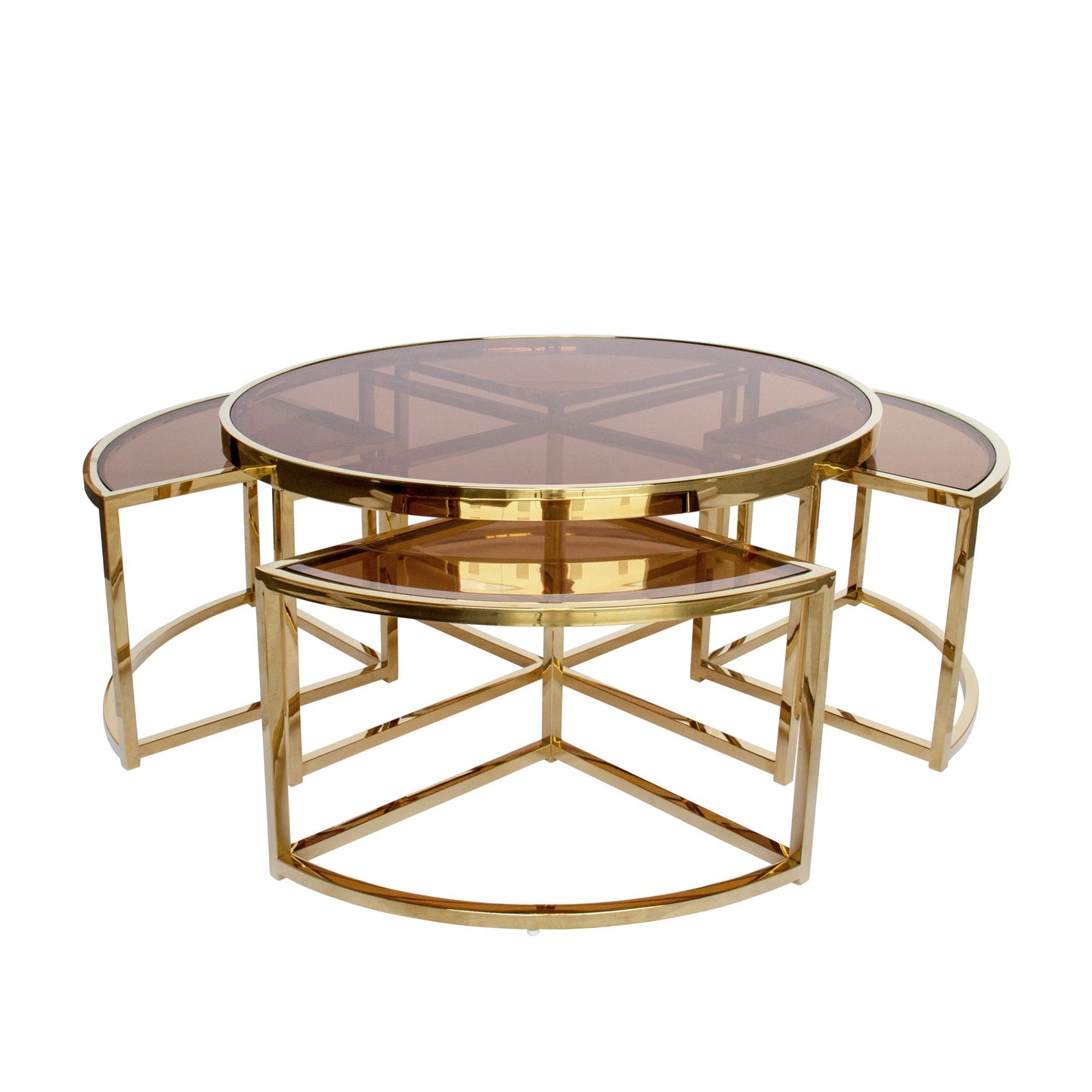 Gold Perugia Nesting Coffee Table - Tinted Glass-abc