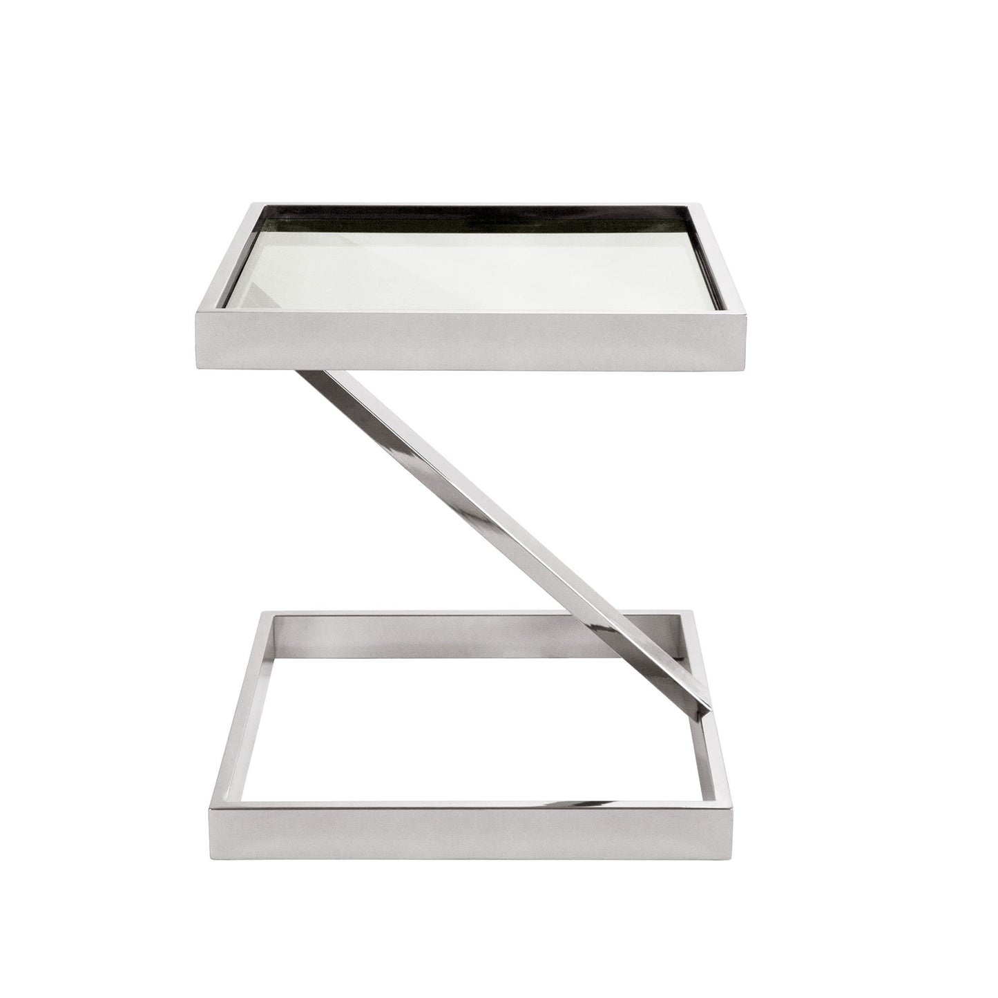 Manhattan Silver Side Table - Clear Glass-abc