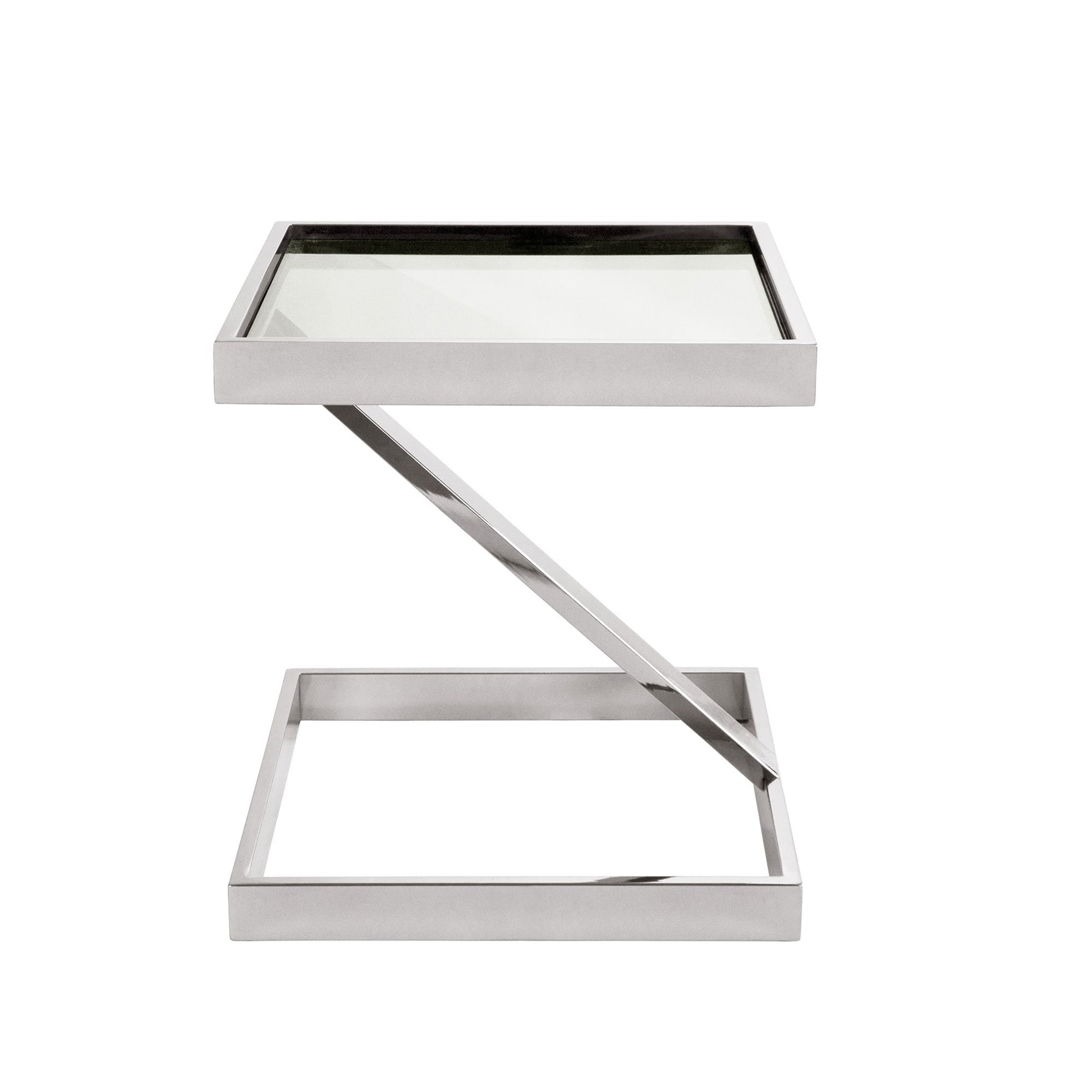 Manhattan Silver Side Table - Clear Glass-abc
