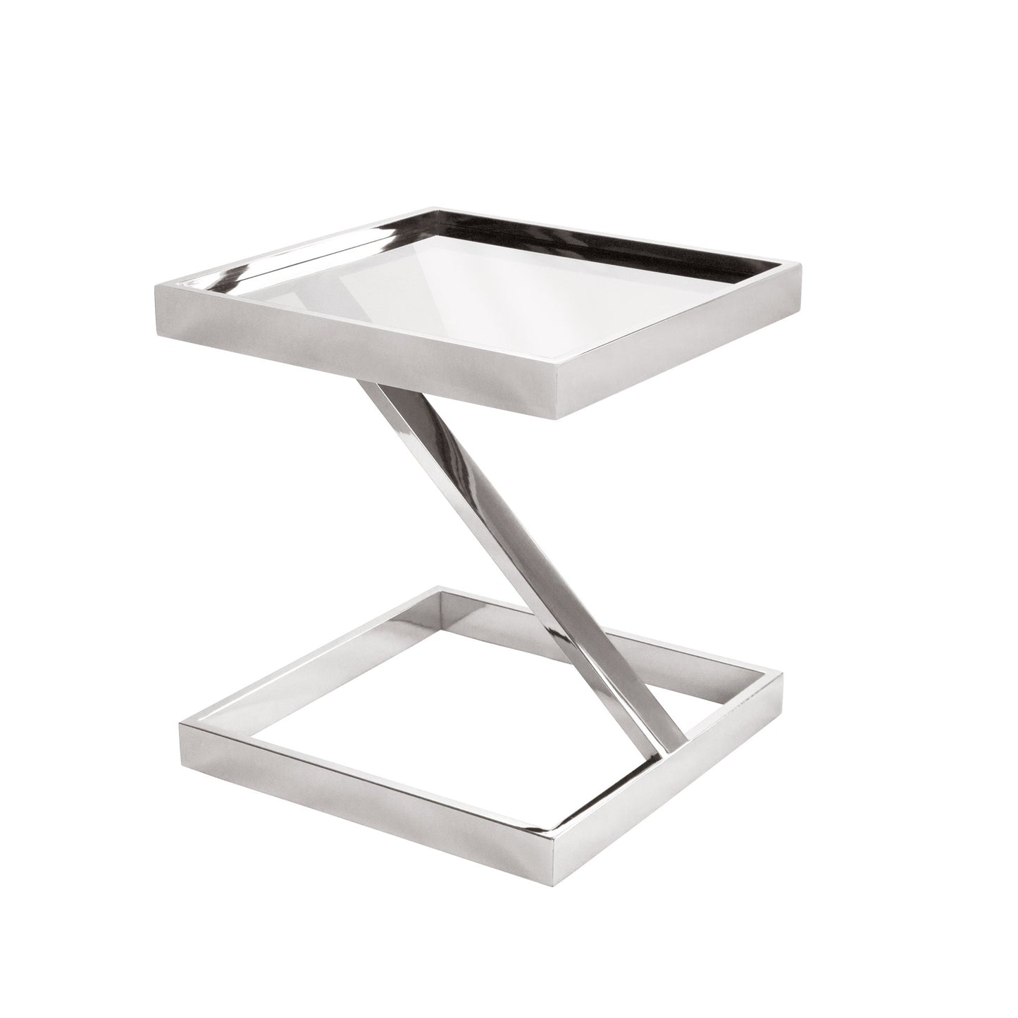 Manhattan Silver Side Table - Clear Glass-abc