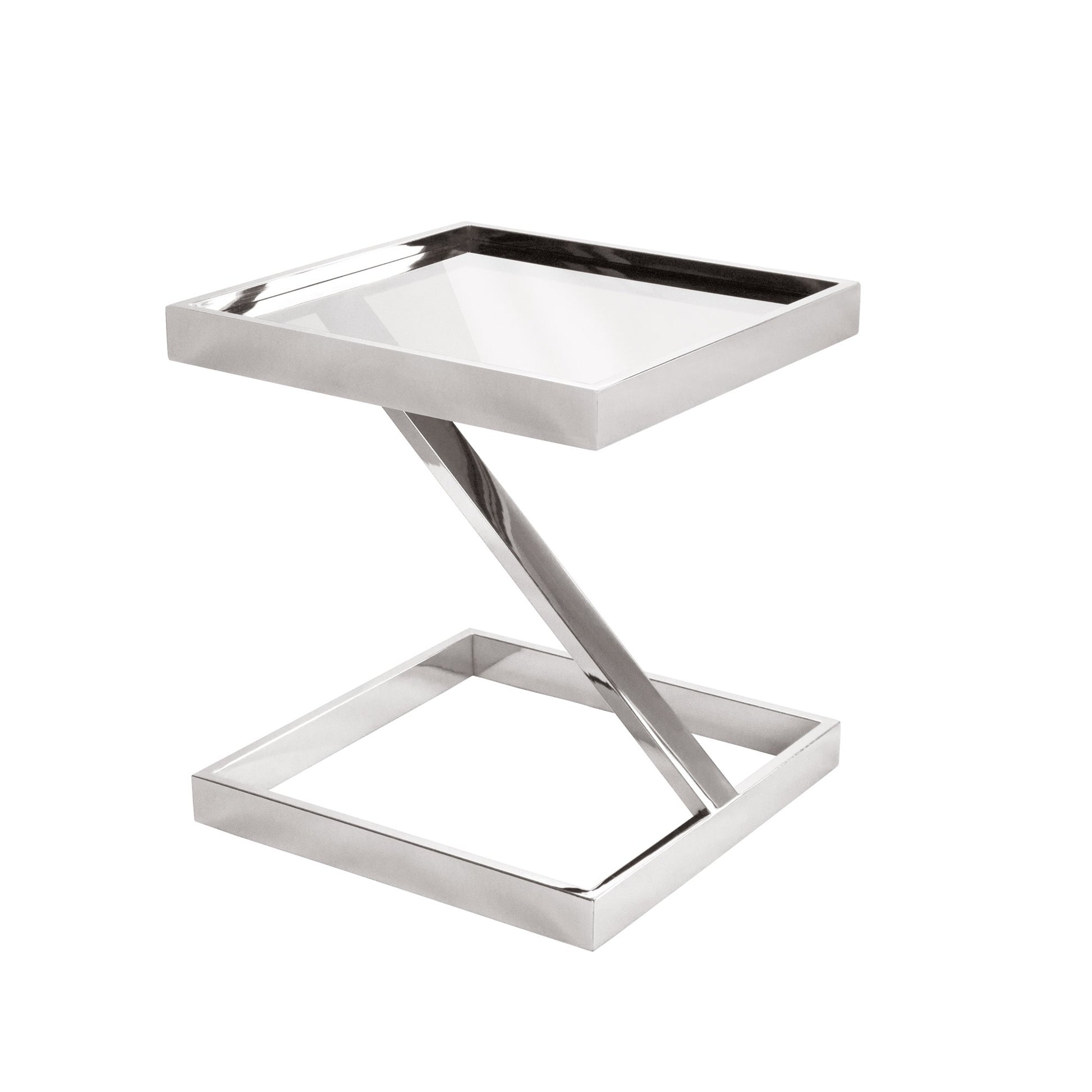 Manhattan Silver Side Table - Clear Glass-abc