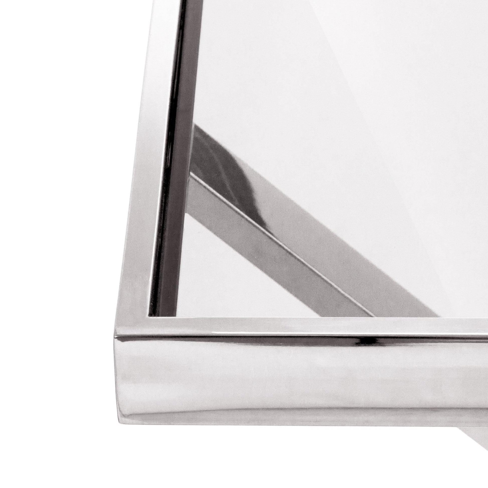 Manhattan Silver Side Table - Clear Glass-abc