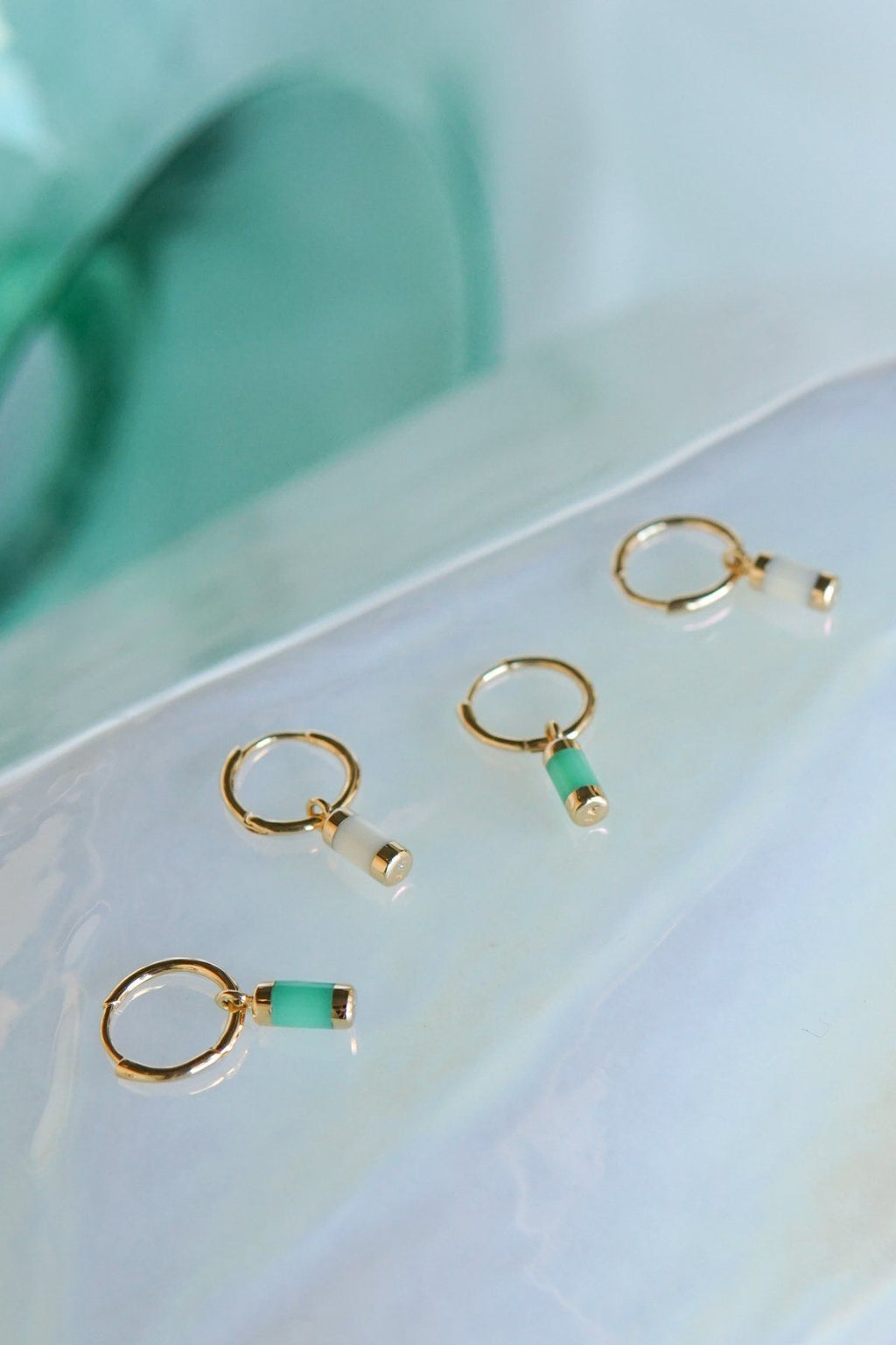 Aqua bay drop earring gold plated-abc