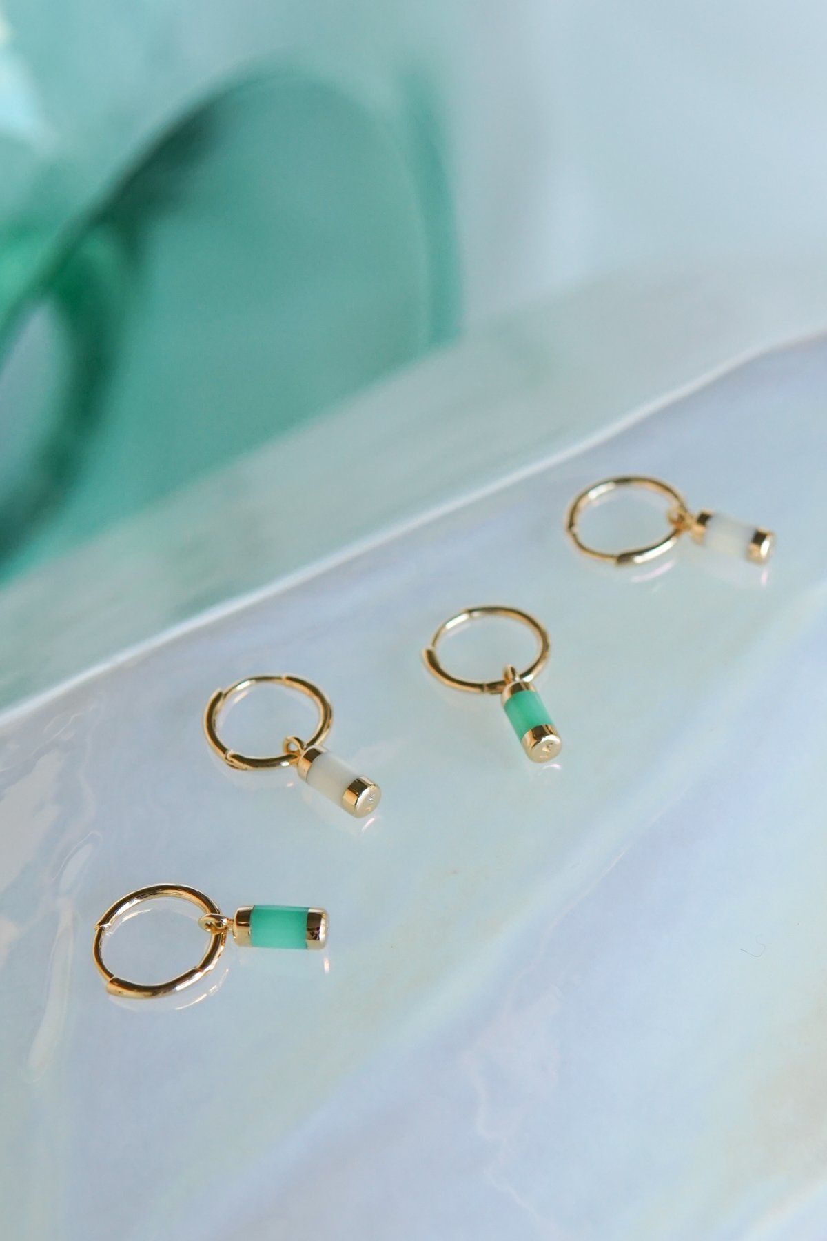 Aqua bay drop earring gold plated-abc