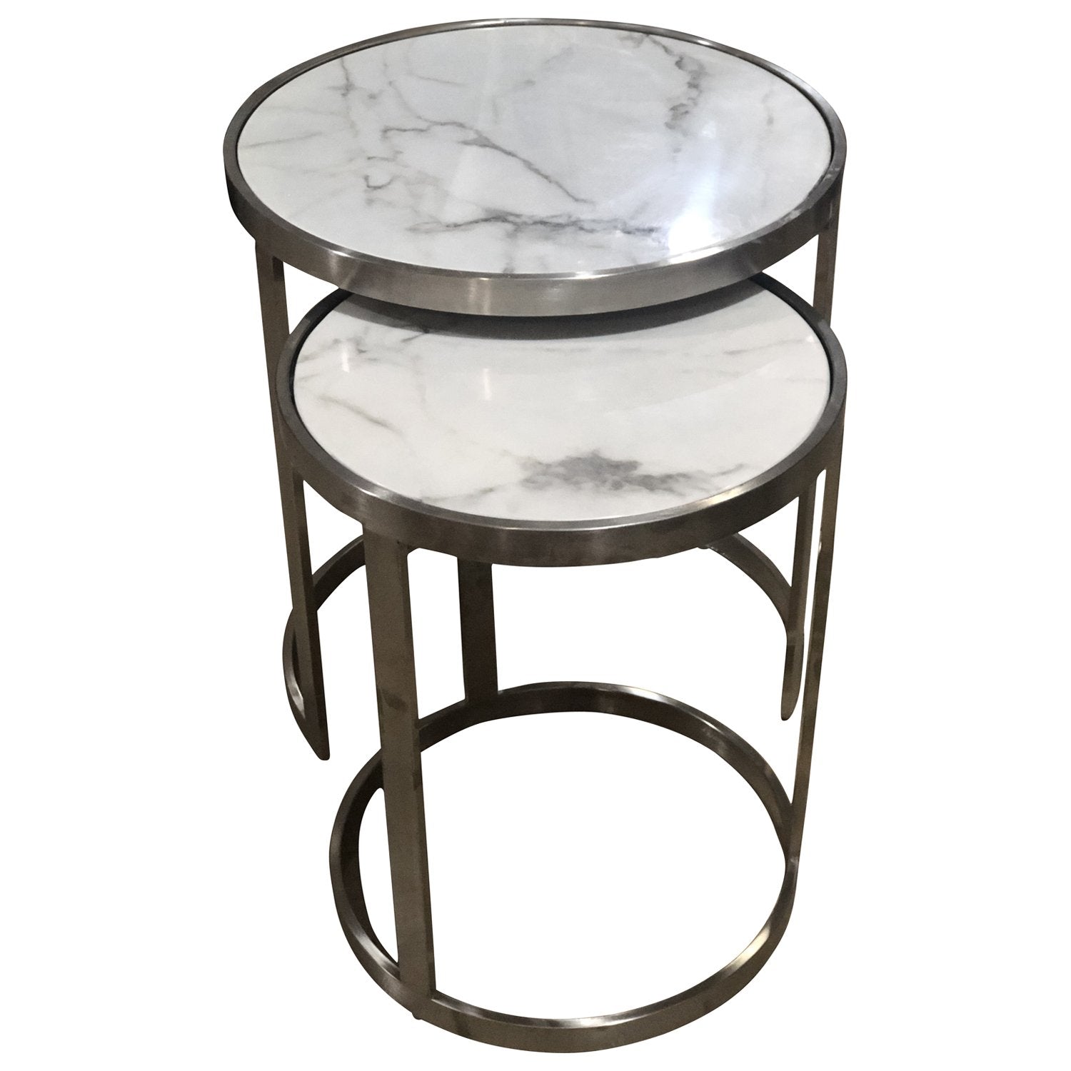 Sterling Side Table Set White Marble-abc