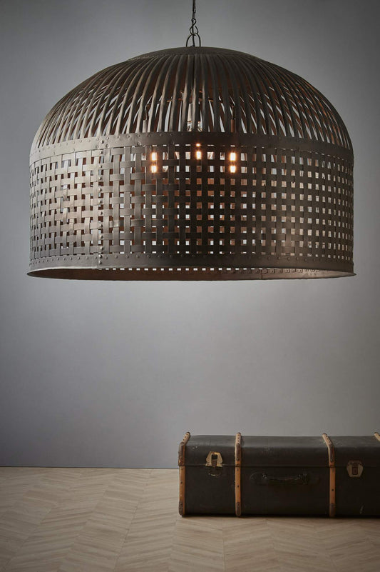 Esch Extra Large - Antique Black - Woven Iron Strips Pendant Light-abc