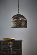 Esch Medium - Antique Black - Woven Iron Strips Pendant Light-abc