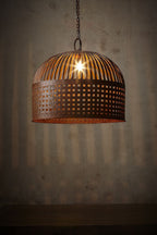 Esch Medium - Rust - Woven Iron Strips Pendant Light-abc