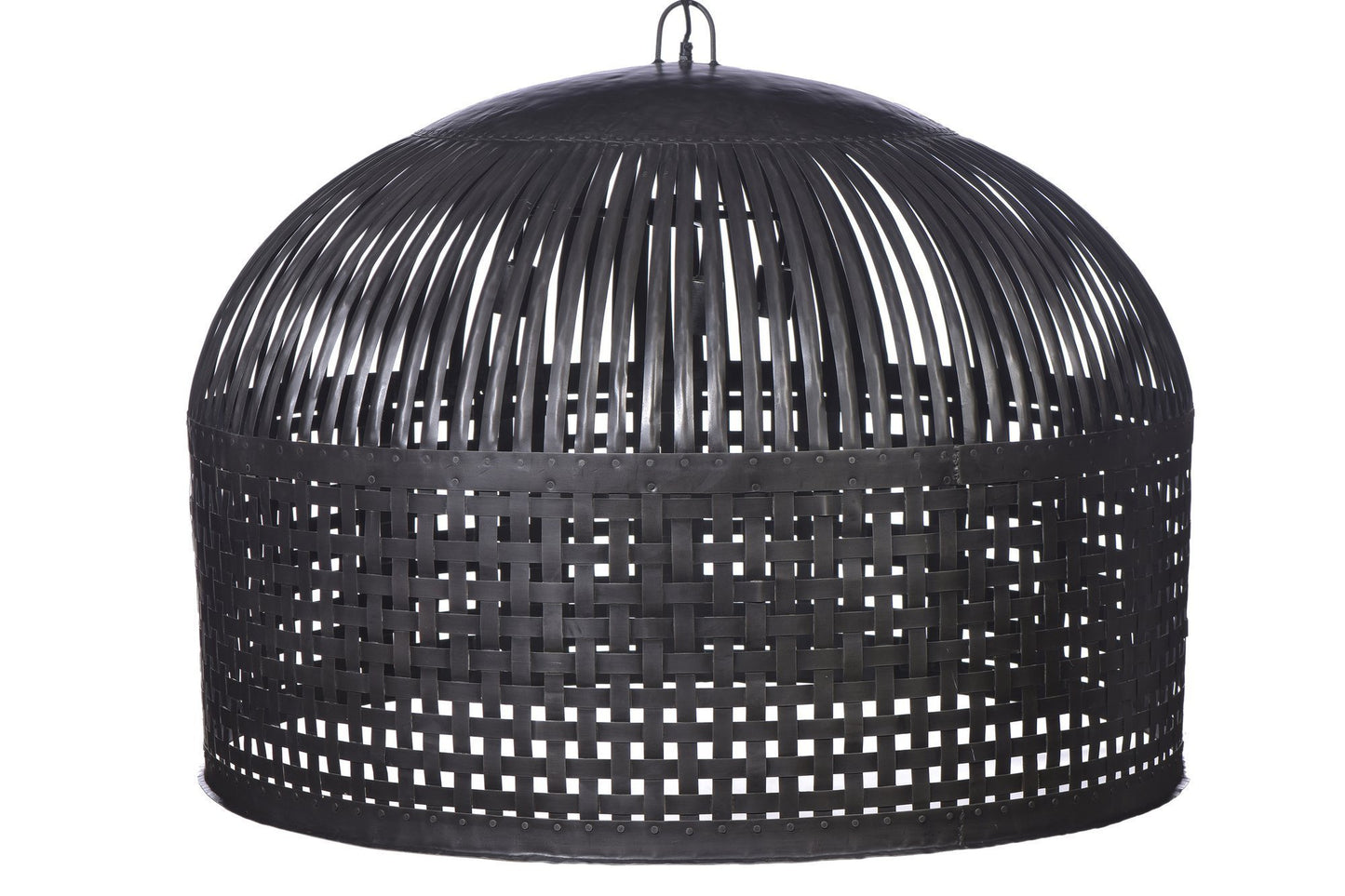 Esch Extra Large - Antique Black - Woven Iron Strips Pendant Light-abc