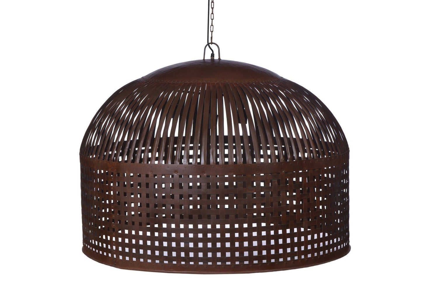 Esch Extra Large - Rust - Woven Iron Strips Pendant Light-abc