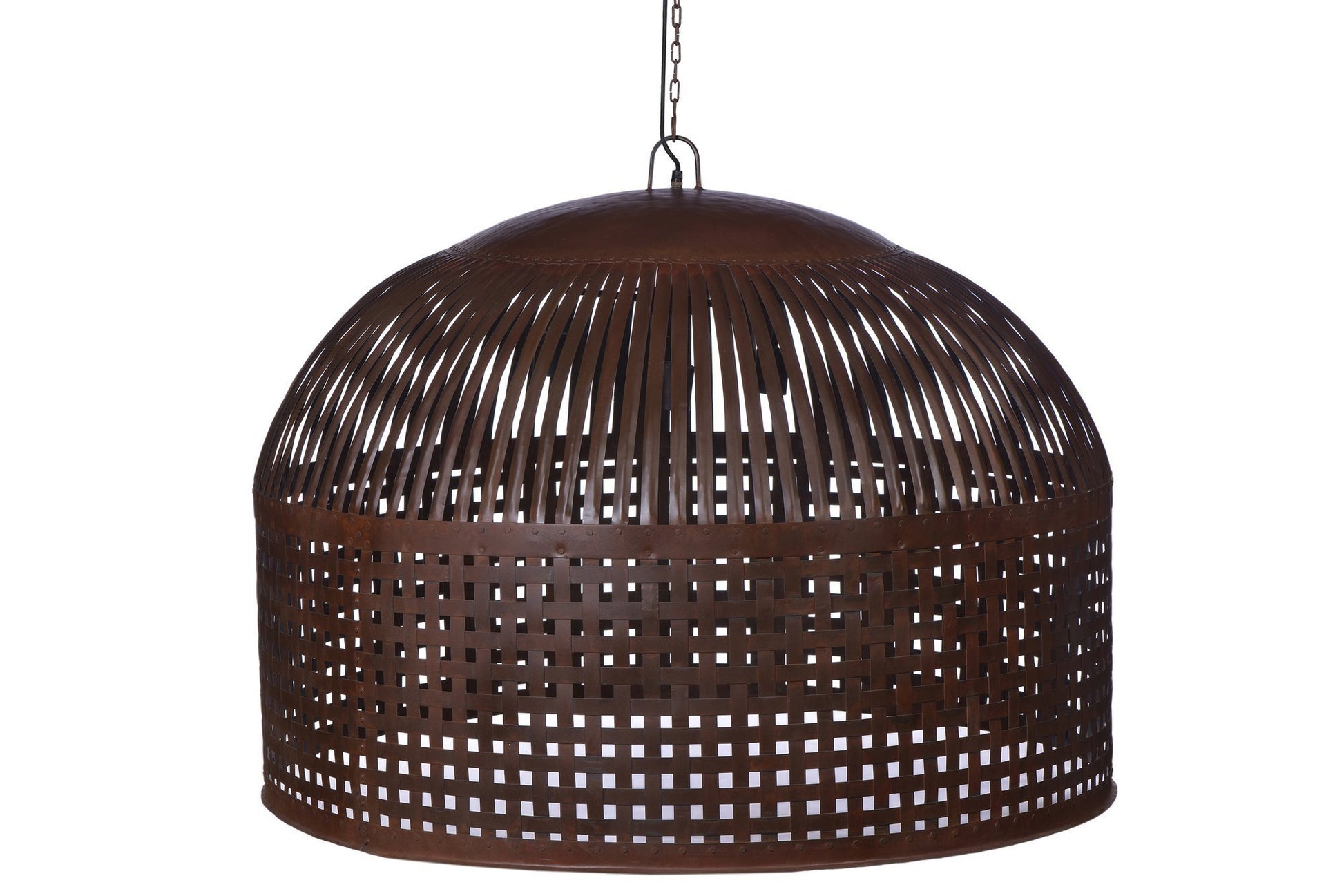 Esch Extra Large - Rust - Woven Iron Strips Pendant Light-abc