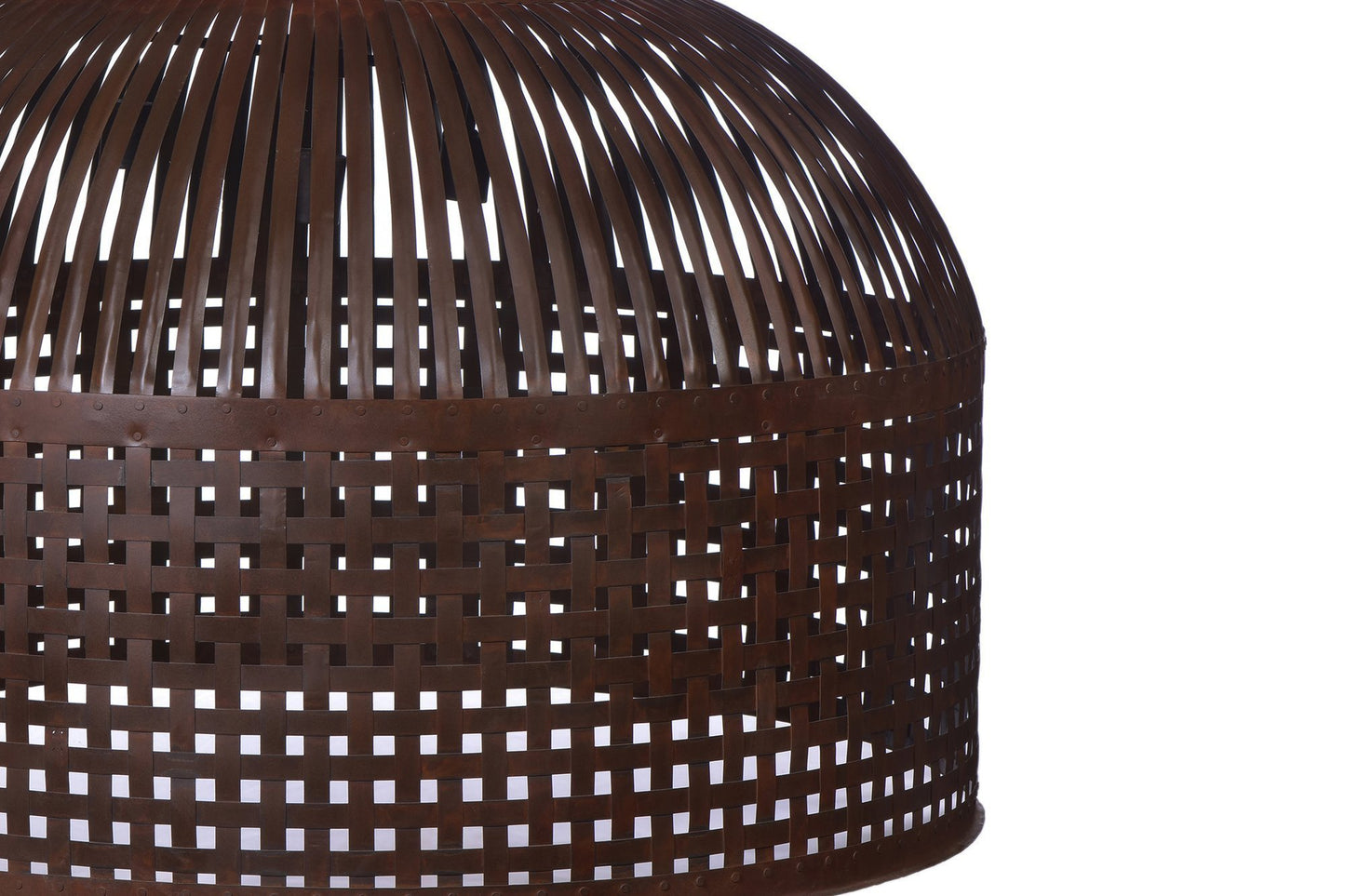 Esch Extra Large - Rust - Woven Iron Strips Pendant Light-abc