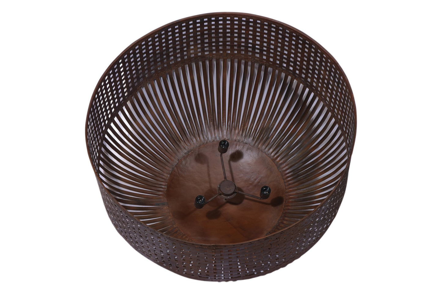 Esch Extra Large - Rust - Woven Iron Strips Pendant Light-abc