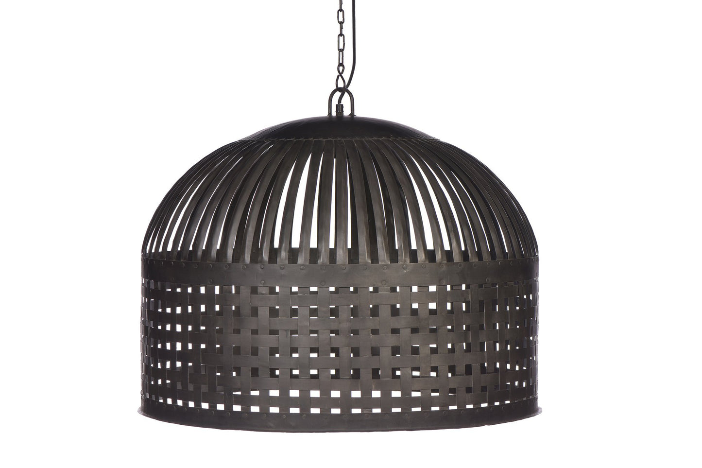 Esch Large - Antique Black - Woven Iron Strips Pendant Light-abc