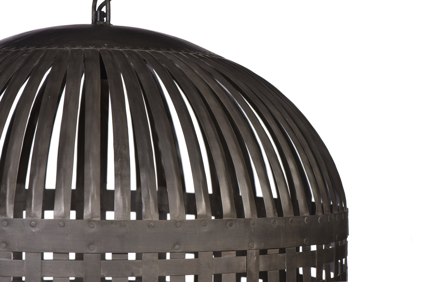 Esch Large - Antique Black - Woven Iron Strips Pendant Light-abc