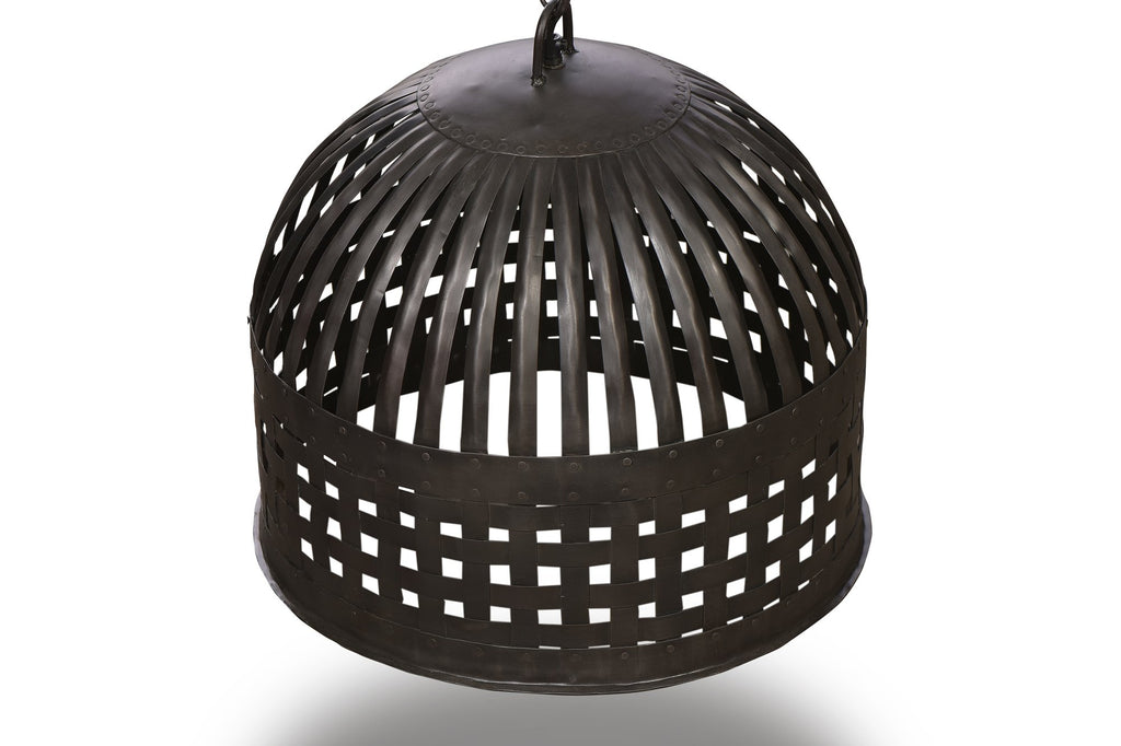 Esch Medium - Antique Black - Woven Iron Strips Pendant Light-abc