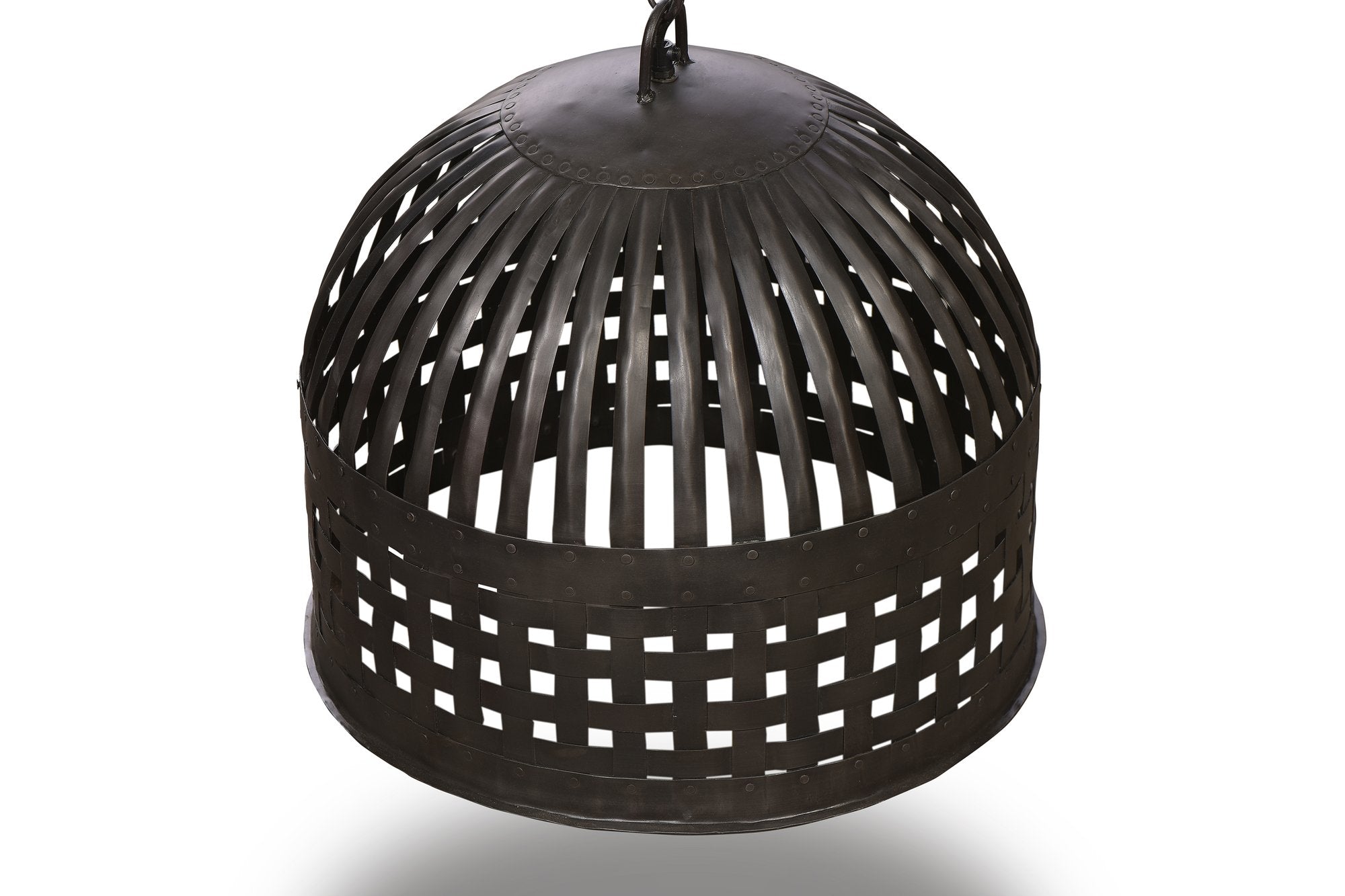 Esch Medium - Antique Black - Woven Iron Strips Pendant Light-abc