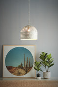 Esch Medium - White - Woven Iron Strips Pendant Light-abc