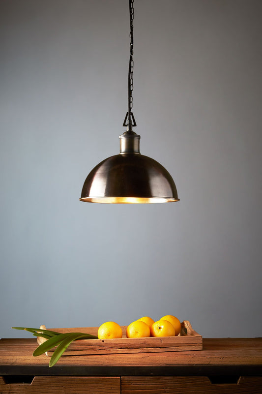 Essen Small - Antique Brass - Domed Solid Brass Pendant Light-abc