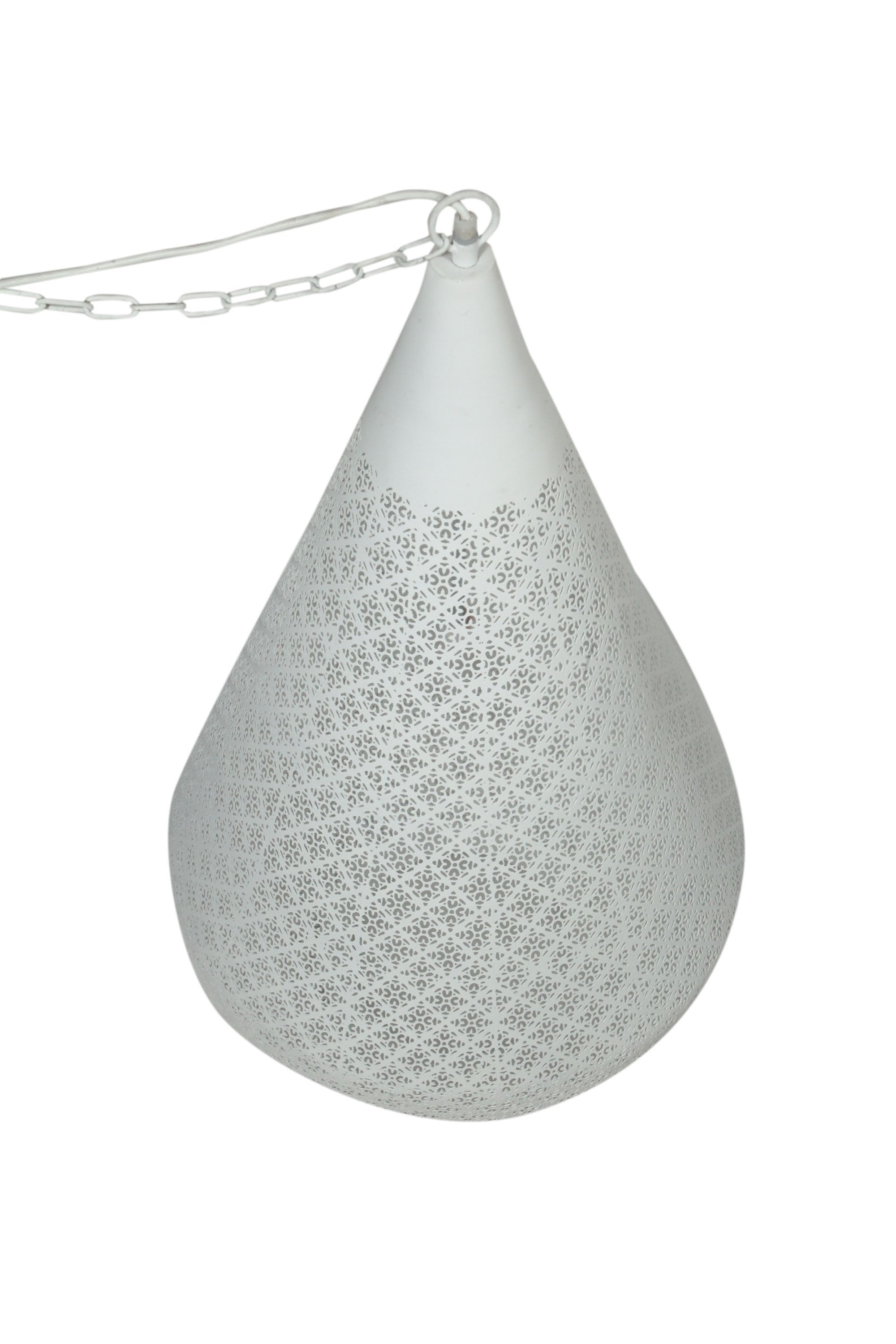 Europa Large - White - Perforated Teardrop Pendant Light-abc