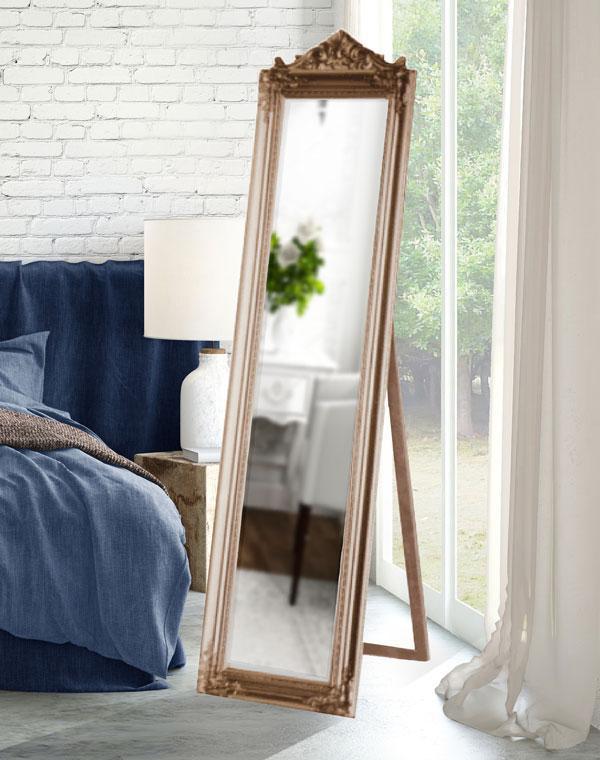 Evelyn Ornate Mirror Stand Champagne 180cm-abc