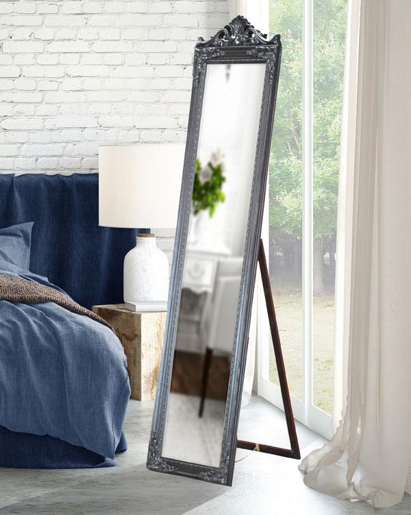 Evelyn Ornate Mirror Stand Silver 180cm-abc