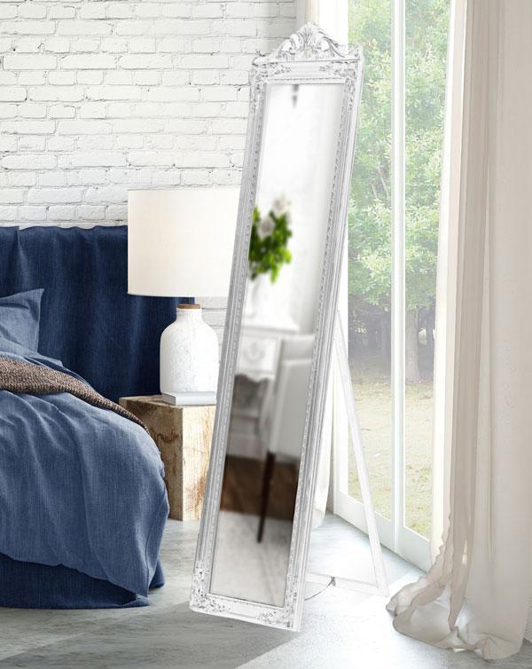 Evelyn Ornate Mirror Stand White 190cm-abc