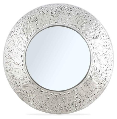 Aluminium Round Embossed Raj Mirror-abc